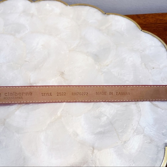 Liz Claiborne Red Leather Slim Brass Buckle Belt M main image 12